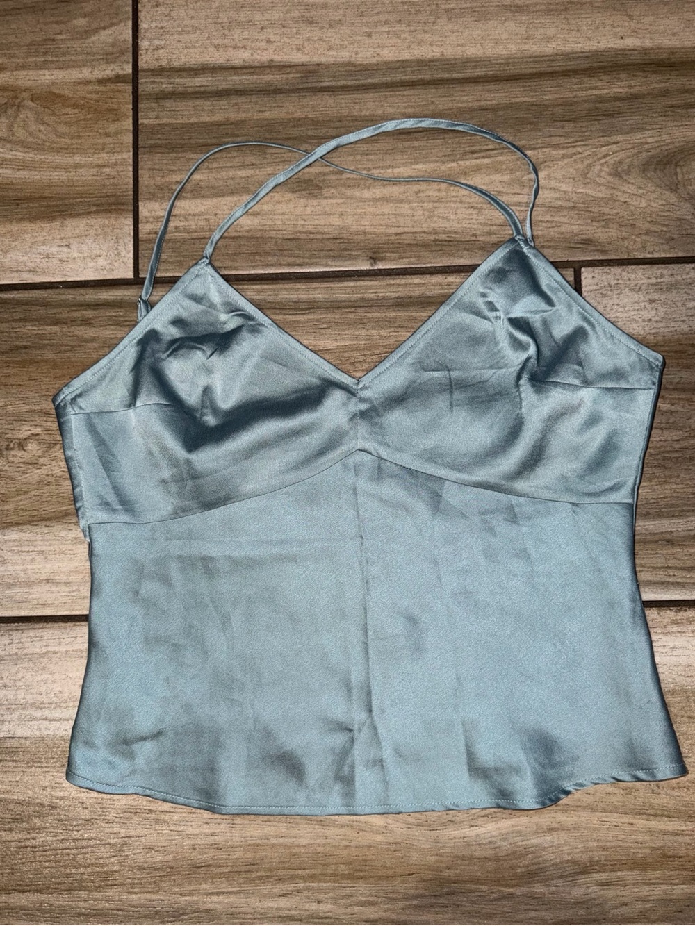 Abercrombie & Fitch Light Blue Satin V-Neck Cami